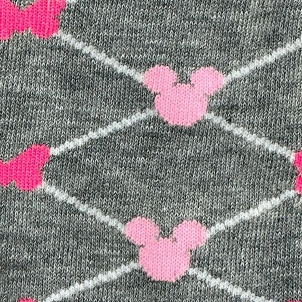 Disney Minnie Mouse Crew Socks Novelty Casual Pink Gray Adult 9-13 One Size